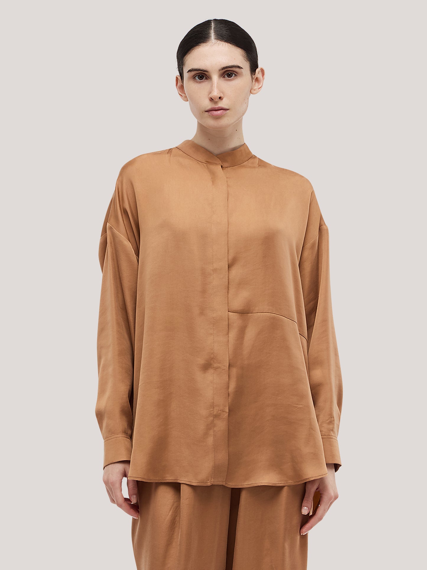 Over cotton technical shirt with front cut fired clay top091_s2610c_tterra 72190741250374