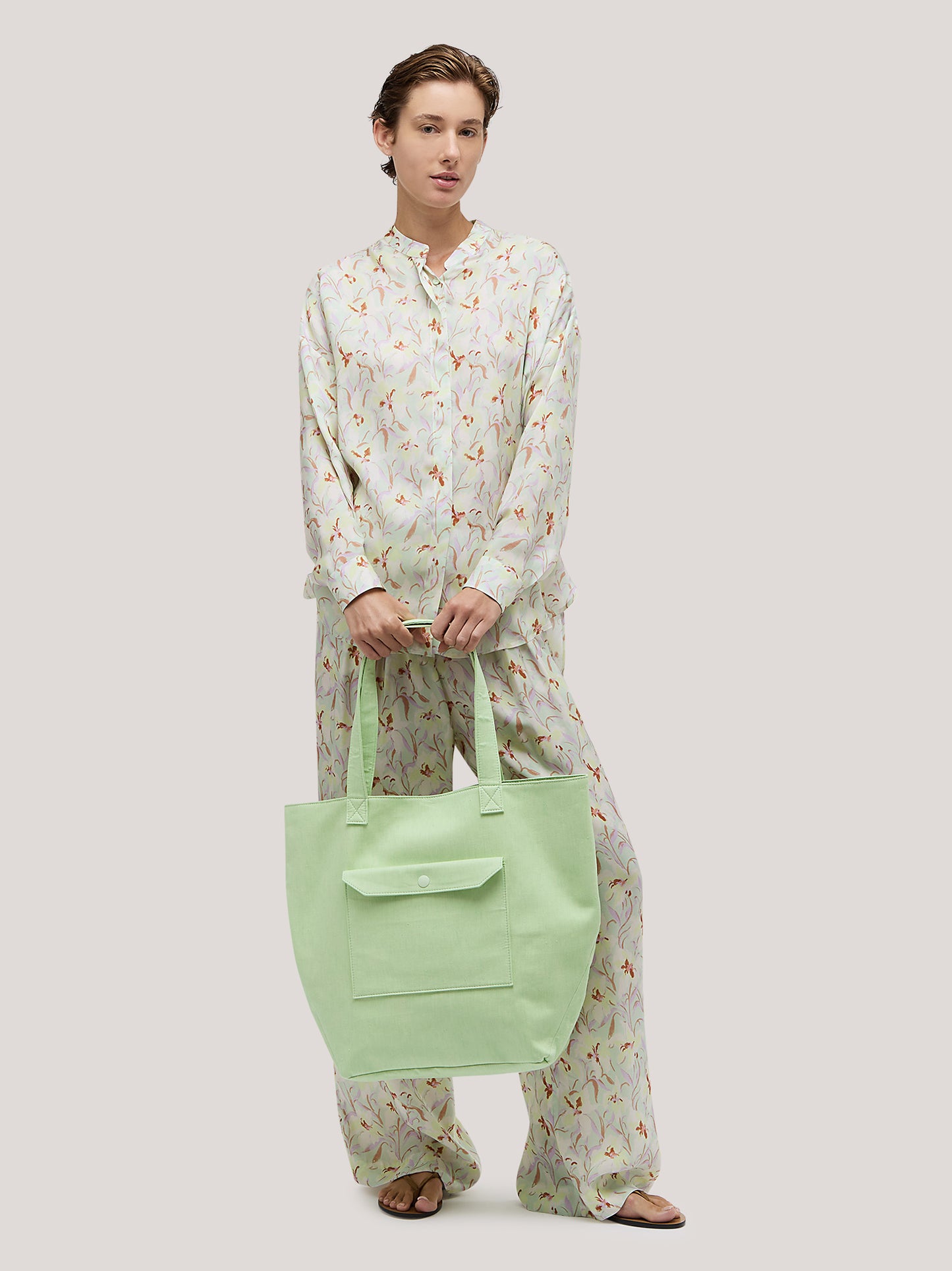 Camicia over con fantasia orchidea green tea/lillac top107_s2611b_tgreli 74536864153926