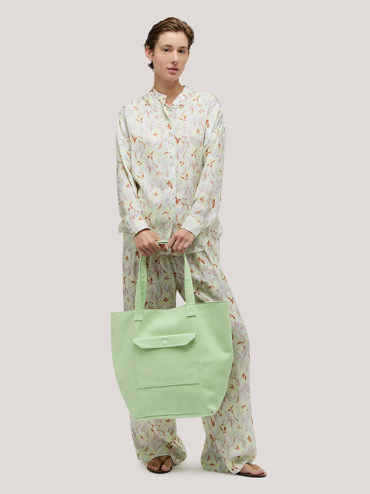 Oversized shirt  in orchid-print cupro green tea/lillac top107_s2611b_tgreli
