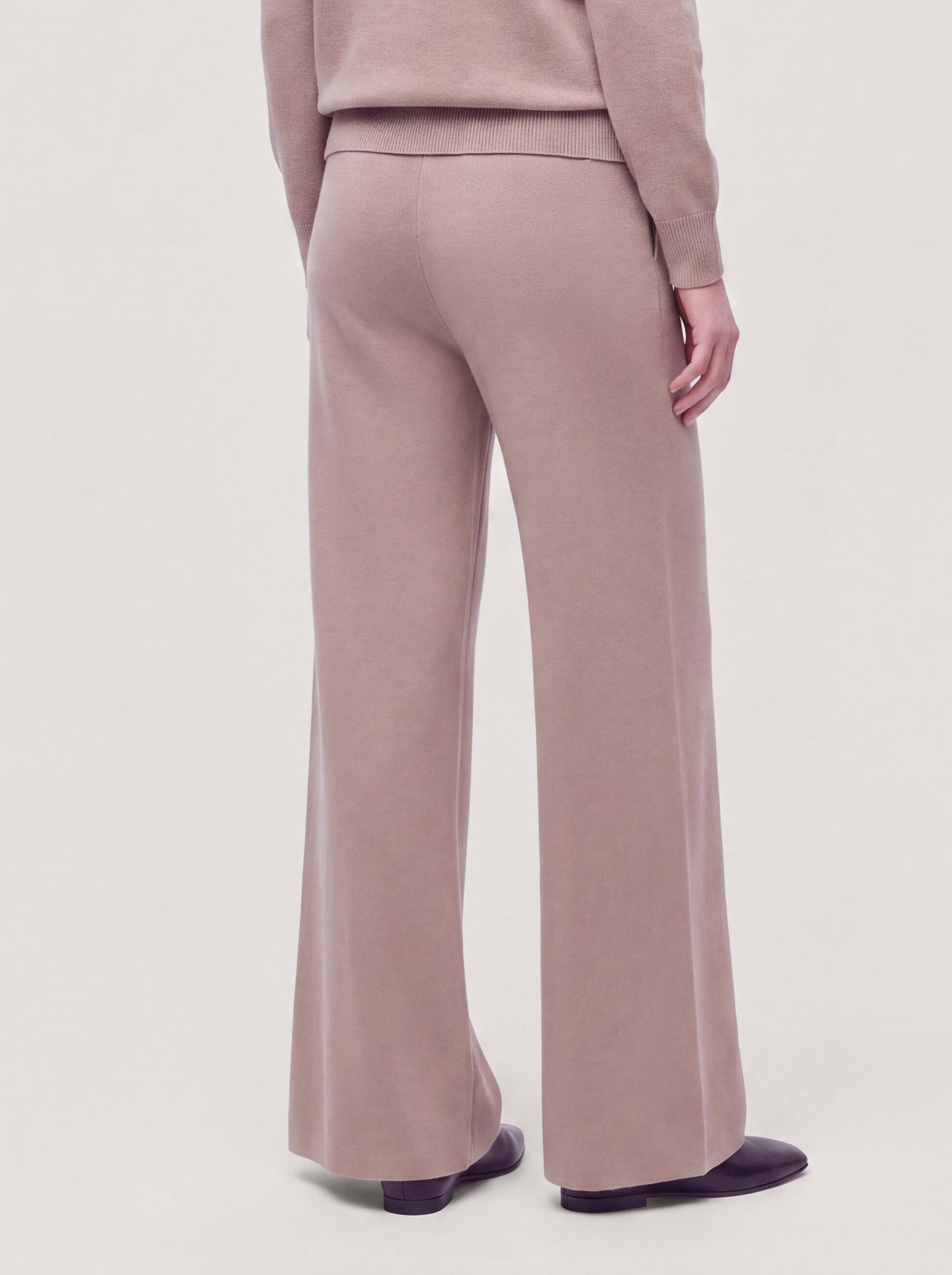 Wide-leg knit trousers with drawstring in Milano stitch dune 260r20_fw26-7_999dun 75192409882950