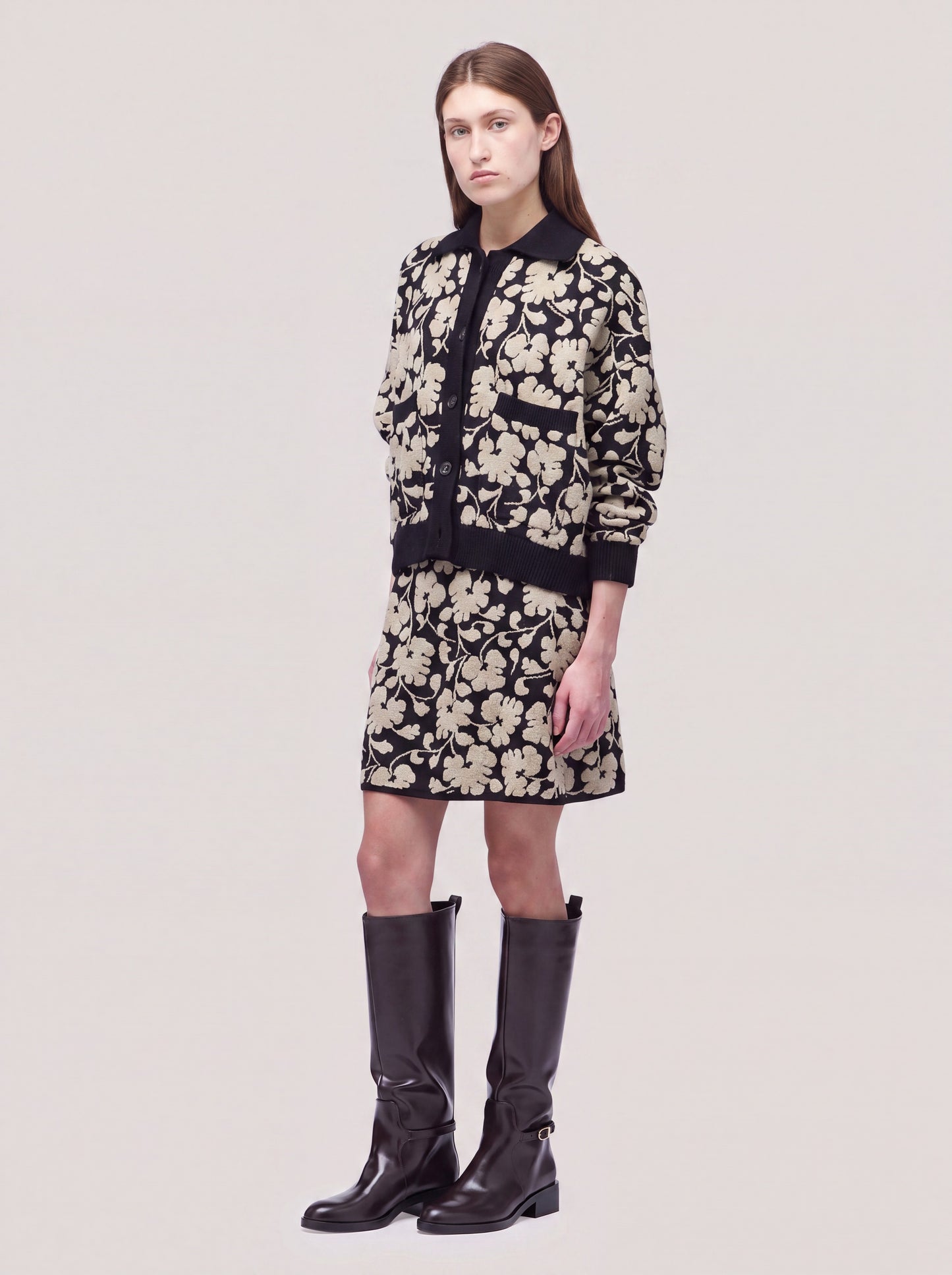 Giacchina in maglia jacquard Floreale nero duna 260r53_fw2611_999ner 74756533158214