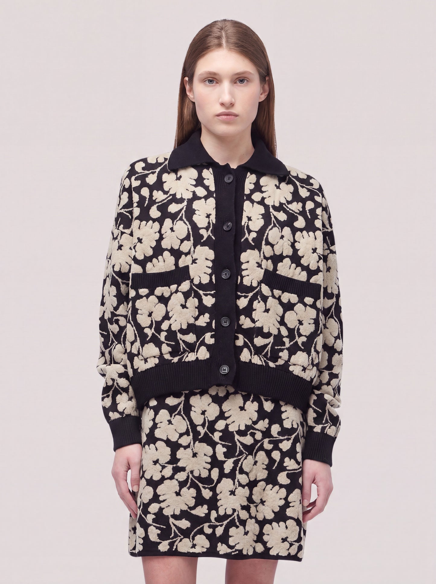 Giacchina in maglia jacquard Floreale nero duna 260r53_fw2611_999ner 74756535091526