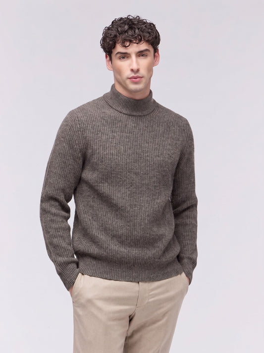 Men's english rib mock neck sweater bark 26kr36_n_fw24-3_595cor