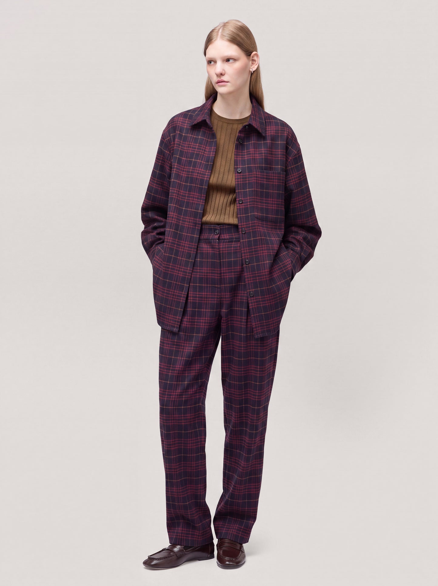 Carrot fit trousers in Glen check flannel night pam232_t22_f26-22_tnotte 74823353827654
