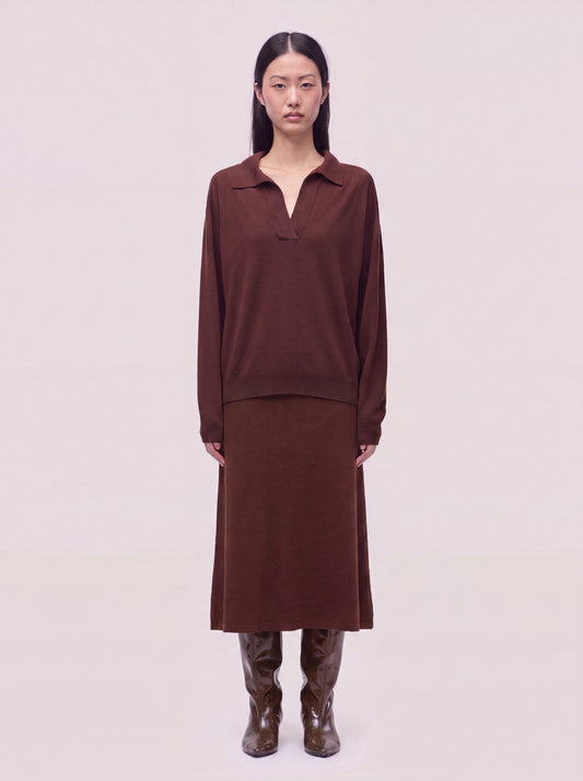 Gonna lunga in Essential cashmere noce 260a62_fw26-3_492noc