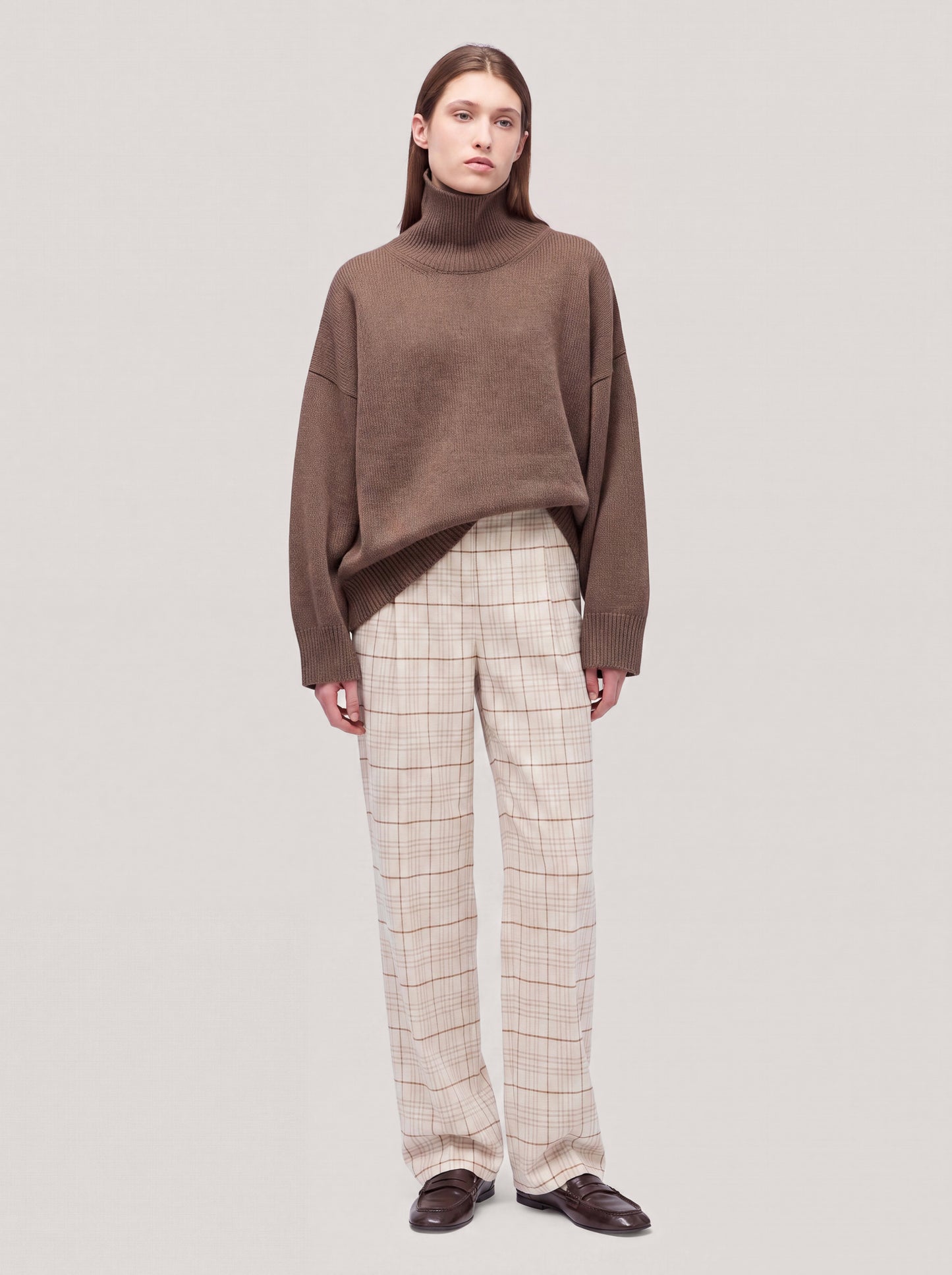 Carrot fit trousers in Glen check flannel moon pam232_t22_f26-22_tluna0 74821846171974