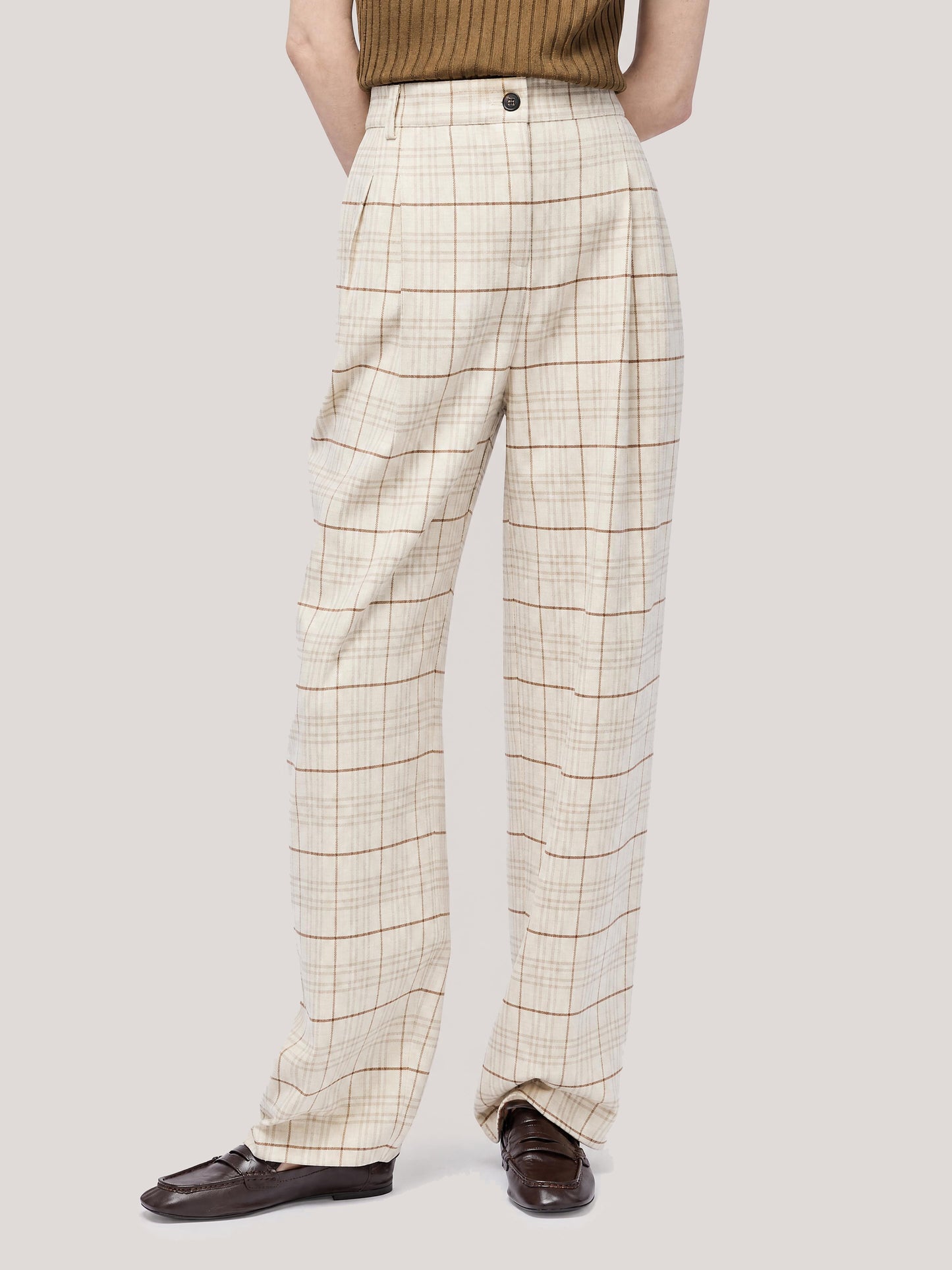 Carrot fit trousers in Glen check flannel moon pam232_t22_f26-22_tluna0 74824818262342