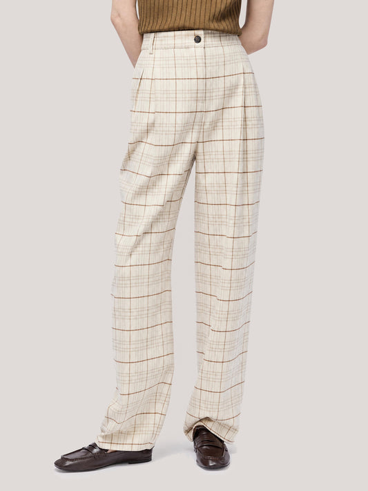 Carrot fit trousers in Glen check flannel - Carrot fit trousers in Glen check flannel alt - 002