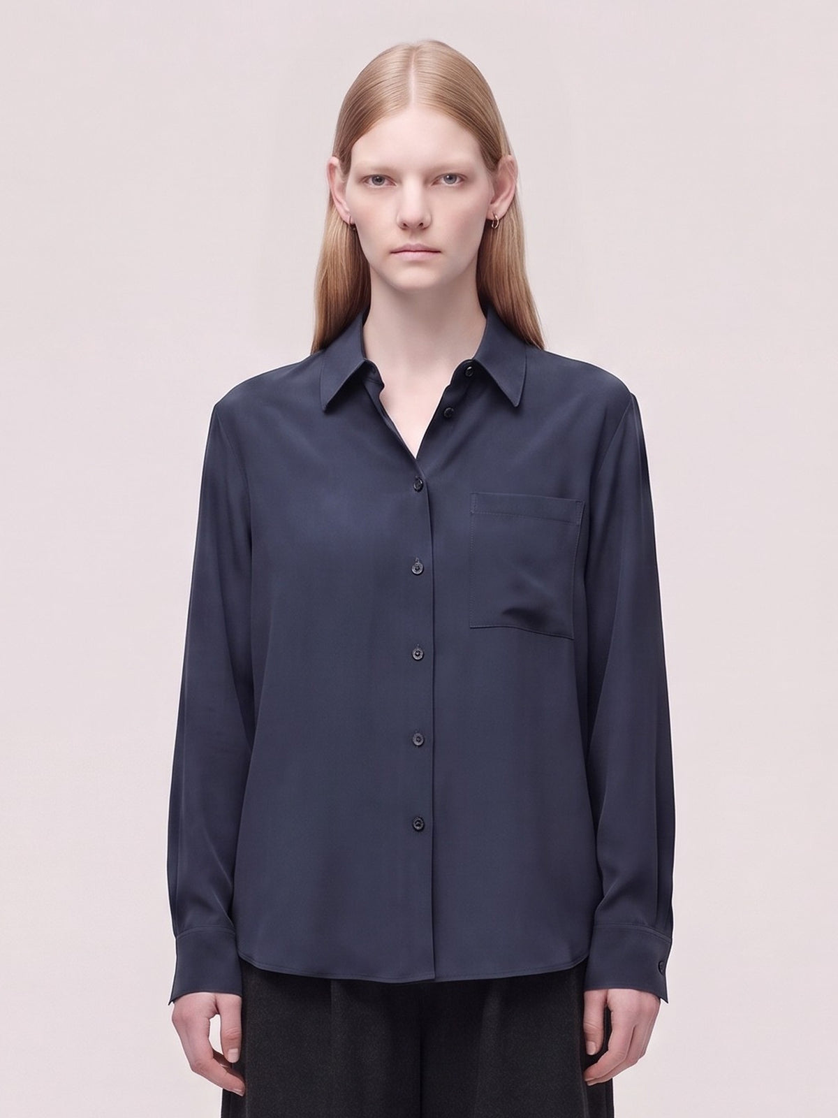 Camicia oversize in seta crepe de chine grafite top121_t20_f26-20_tgrafi 77328985719110
