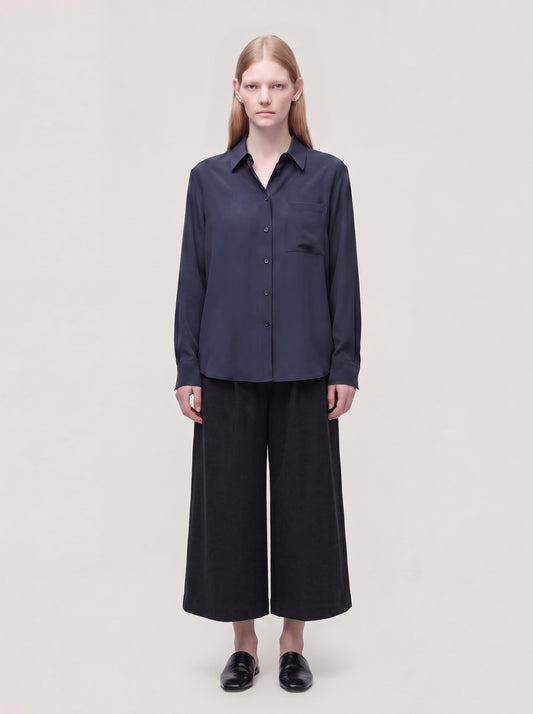 Camicia oversize in seta crepe de chine grafite top121_t20_f26-20_tgrafi
